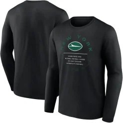 New York Jets T-Shirts | Men^Men's Fanatics Black Stat Sheet Long Sleeve T-Shirt