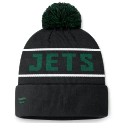 New York Jets Knit^Men's Fanatics Black Eclipse Cuffed Knit Hat With Pom