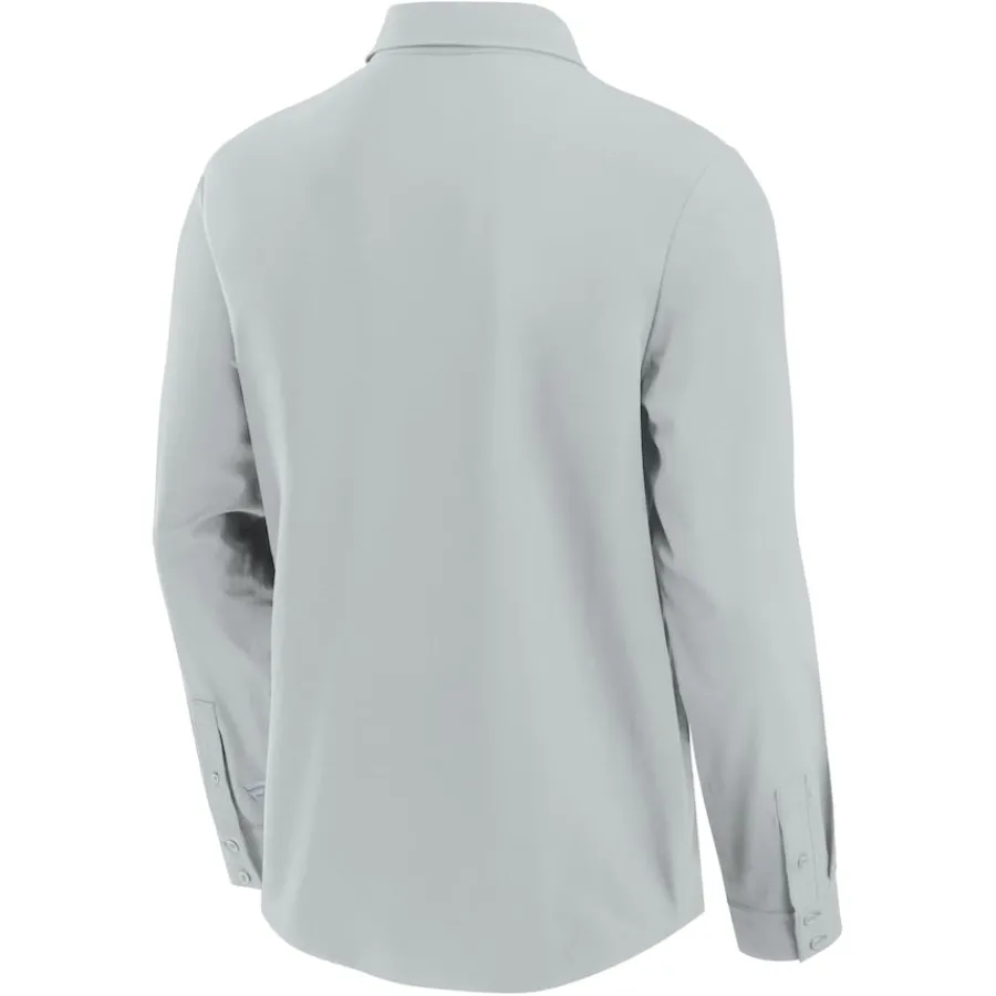 New York Jets Sweaters & Dress Shirts^Men's Fanatics Gray Front Office Long Sleeve Button-Up Shirt