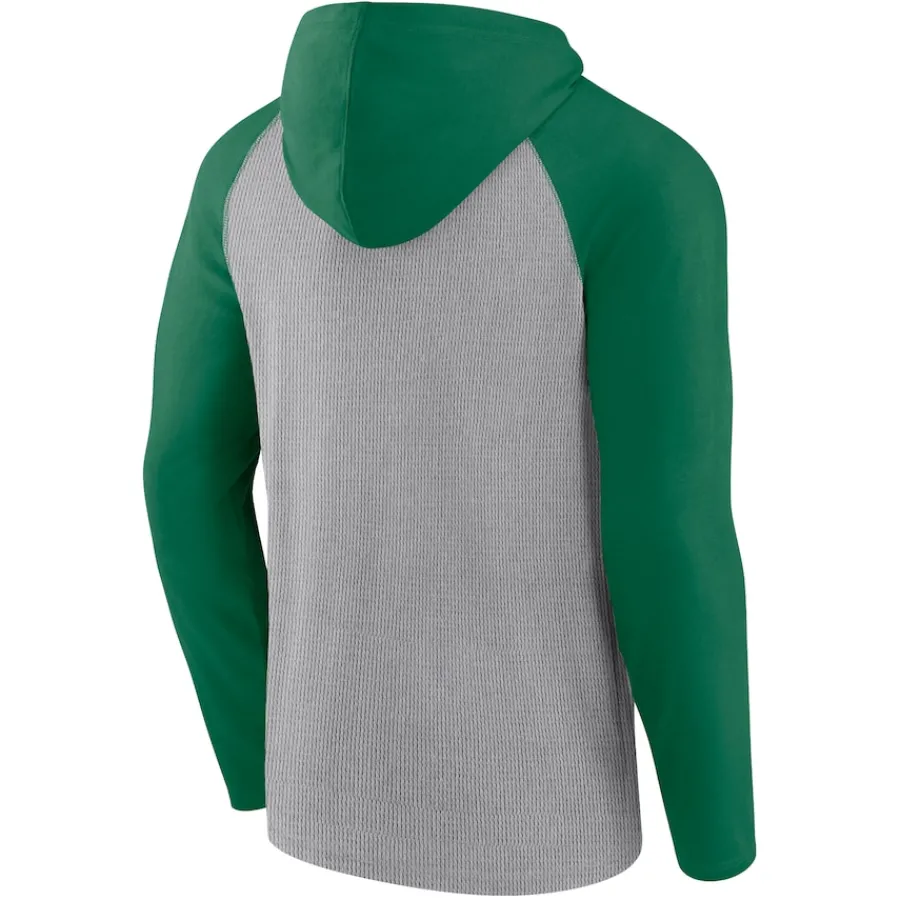 New York Jets T-Shirts | Men^Men's Fanatics Gray/Kelly Green Under Center Long Sleeve Hoodie T-Shirt