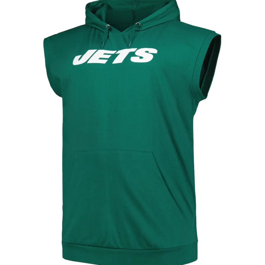 New York Jets Big & Tall | Tank Tops^Men's Fanatics Green Big & Tall Muscle Hoodie Sleeveless T-Shirt