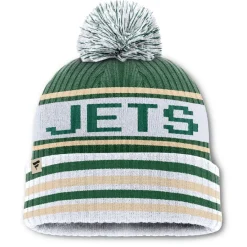 New York Jets Knit^Men's Fanatics Green/White Blindside Cuffed Knit Hat With Pom
