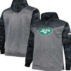 New York Jets Sweatshirts & Fleece | Men^Men's Fanatics Heather Charcoal Big & Tall Camo Pullover Hoodie