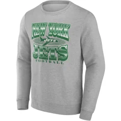 New York Jets Sweatshirts & Fleece | Men^Men's Fanatics Heather Gray Chance Throwback Fleece Pullover Sweatshirt