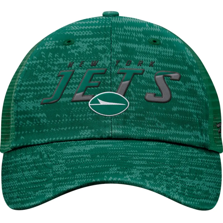 New York Jets Adjustable^Men's Fanatics Heather Green Challenge Trucker Adjustable Hat