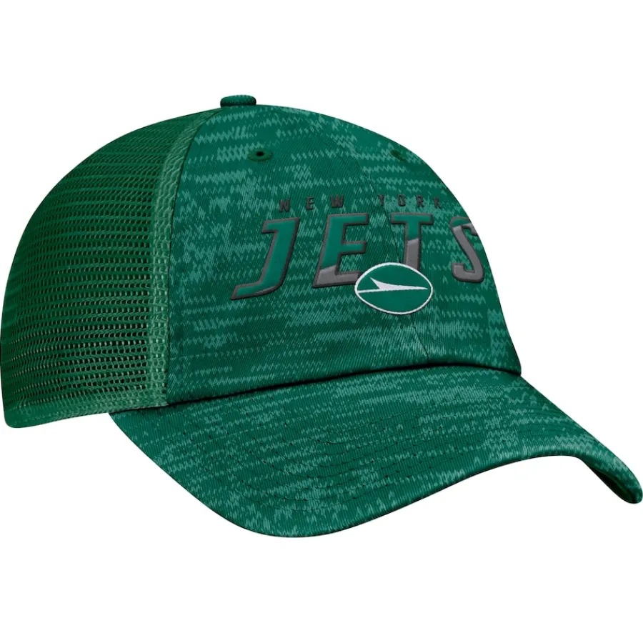 New York Jets Adjustable^Men's Fanatics Heather Green Challenge Trucker Adjustable Hat