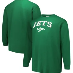 New York Jets Big & Tall^Men's Fanatics Kelly Green Big & Tall Throwback Thermal Long Sleeve T-Shirt