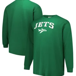 New York Jets Big & Tall^Men's Fanatics Kelly Green Big & Tall Throwback Thermal Long Sleeve T-Shirt