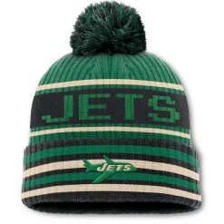 New York Jets Knit^Men's Fanatics Kelly Green/Black Blindside Cuffed Knit Hat With Pom