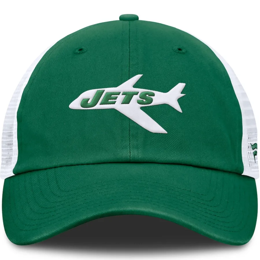 New York Jets Adjustable^Men's Fanatics Kelly Green/White Vintage Trucker Adjustable Hat