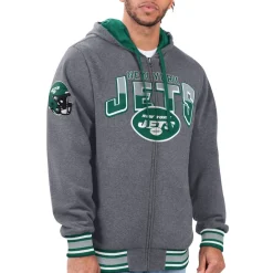 New York Jets Jackets^Men's G-III Sports By Carl Banks Green/Gray Commemorative Reversible Full-Zip Jacket