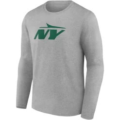 New York Jets Long Sleeved^Men's Gray Secondary Logo Long Sleeve T-Shirt