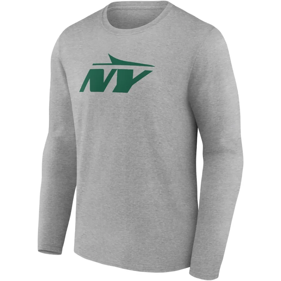New York Jets Long Sleeved^Men's Gray Secondary Logo Long Sleeve T-Shirt