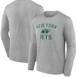 New York Jets Long Sleeved^Men's Gray Victory Arch Long Sleeve T-Shirt