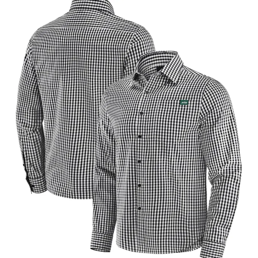 New York Jets Sweaters & Dress Shirts^Men's J. Palmer Black Dual Threat Long Sleeve Button-Up Shirt
