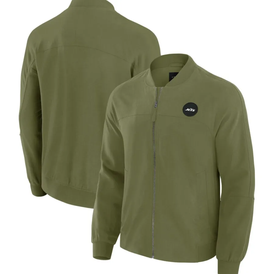 New York Jets Jackets^Men's J. Palmer Olive Lightweight Cover-4 Tri-Blend Full-Zip Jacket