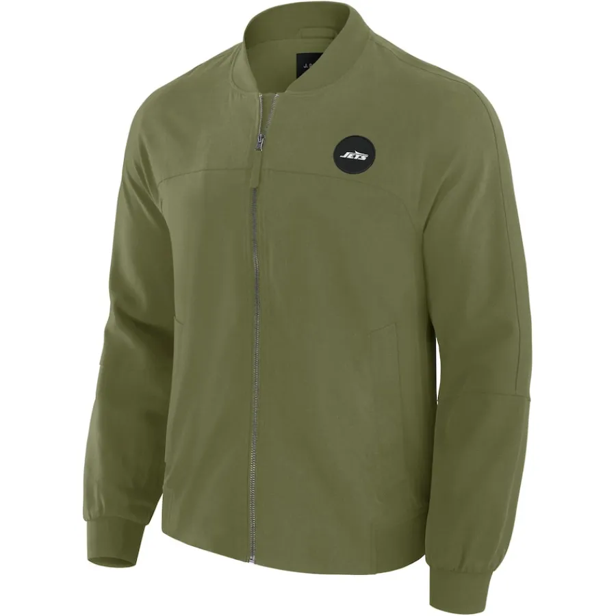 New York Jets Jackets^Men's J. Palmer Olive Lightweight Cover-4 Tri-Blend Full-Zip Jacket