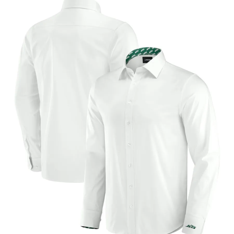 New York Jets Sweaters & Dress Shirts^Men's J. Palmer White Man-In-Motion Long Sleeve Button-Up Dress Shirt