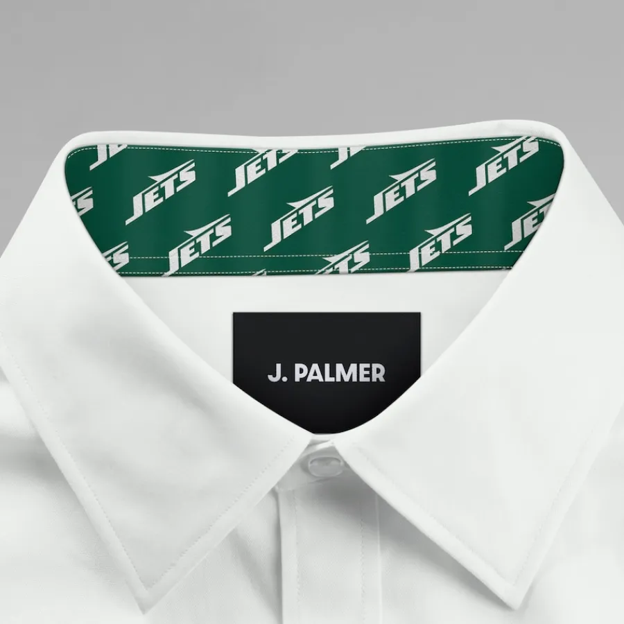 New York Jets Sweaters & Dress Shirts^Men's J. Palmer White Man-In-Motion Long Sleeve Button-Up Dress Shirt