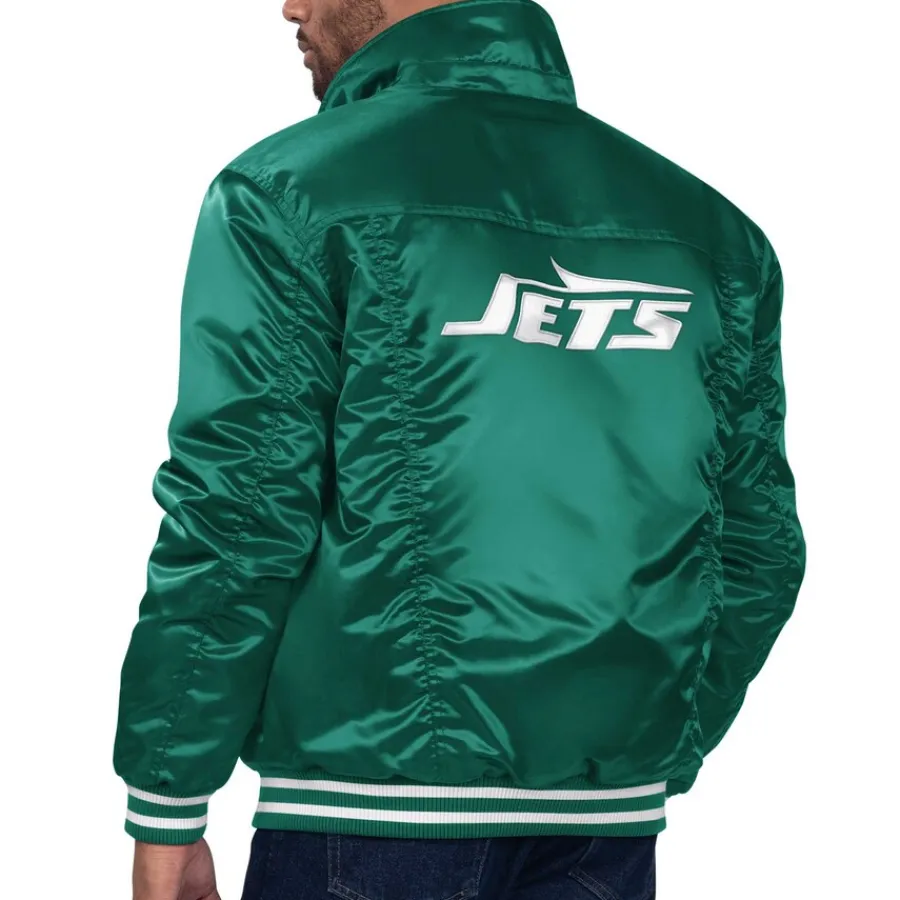 New York Jets Jackets^Men's Levi’s X Starter Green Silver Tab Trucker Full-Snap Jacket