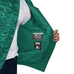 New York Jets Jackets^Men's Levi’s X Starter Green Silver Tab Trucker Full-Snap Jacket