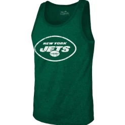 New York Jets Tank Tops^Men's Majestic Threads Aaron Rodgers Green Name & Number Tri-Blend Tank Top