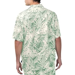 New York Jets Sweaters & Dress Shirts^Men's Margaritaville Tan Sand Washed Monstera Print Party Button-Up Shirt
