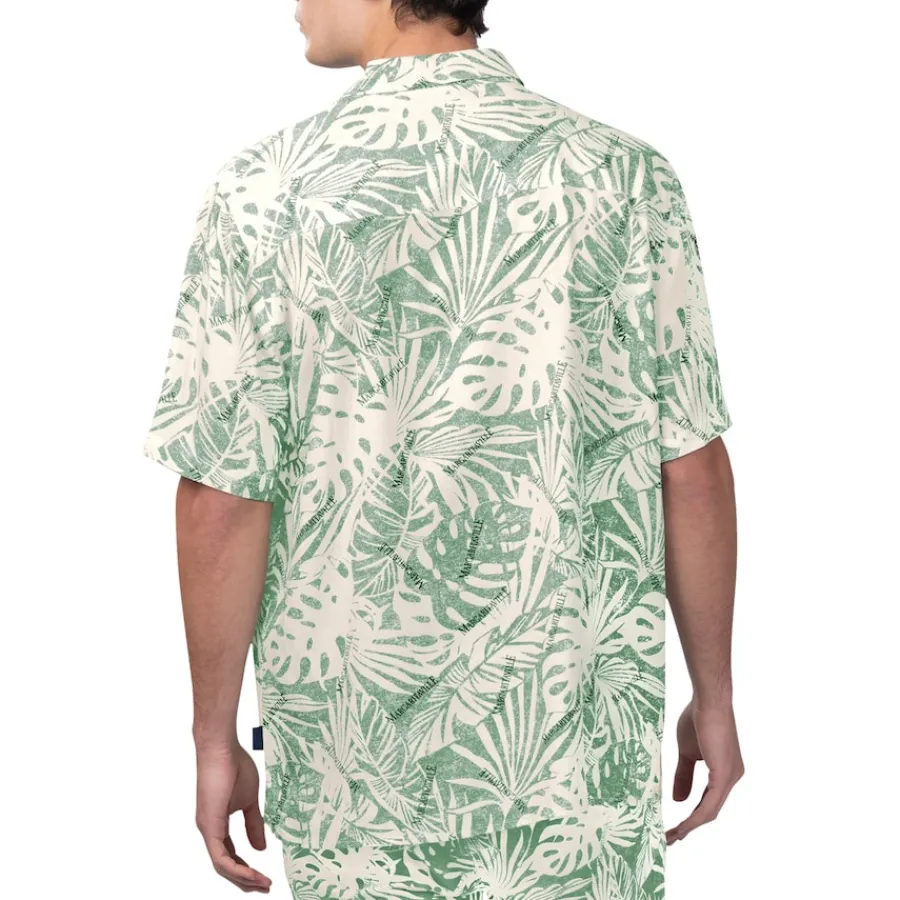 New York Jets Sweaters & Dress Shirts^Men's Margaritaville Tan Sand Washed Monstera Print Party Button-Up Shirt