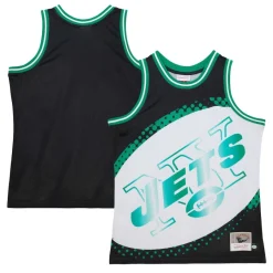 New York Jets Tank Tops^Men's Mitchell & Ness Black Big Face 7.0 Fashion Tank Top