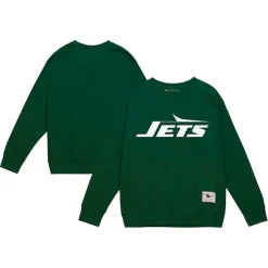 New York Jets Sweatshirts & Fleece | Men^Men's Mitchell & Ness Dark Green Basic Fleece Pullover Sweatshirt