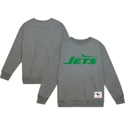 New York Jets Sweatshirts & Fleece | Men^Men's Mitchell & Ness Heather Gray Basic Fleece Pullover Sweatshirt