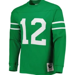 New York Jets T-Shirts | Men^Men's Mitchell & Ness Joe Namath Kelly Green Throwback Retired Player Name & Number Long Sleeve Top