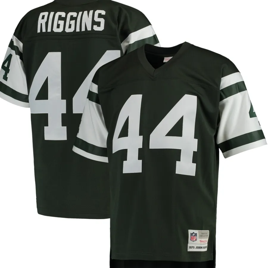 New York Jets Throwback^Men's Mitchell & Ness John Riggins Green Retired Player Legacy Replica Jersey