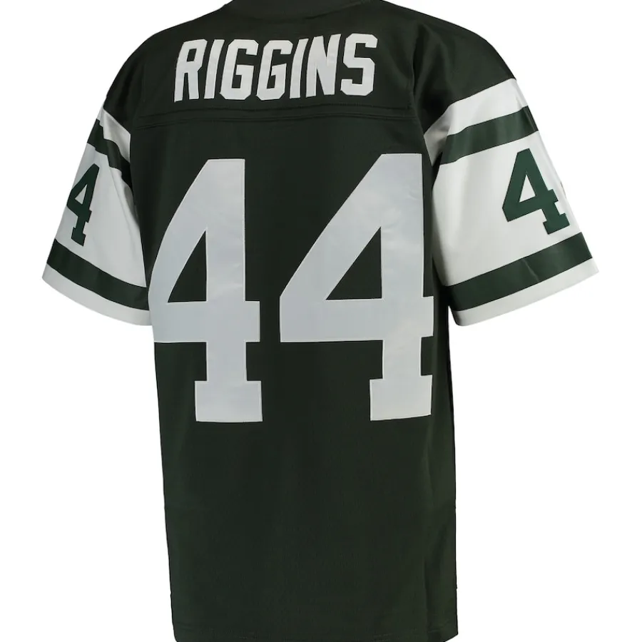 New York Jets Throwback^Men's Mitchell & Ness John Riggins Green Retired Player Legacy Replica Jersey