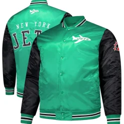 New York Jets Jackets | Big & Tall^Men's Mitchell & Ness Kelly Green Team Satin Jacket
