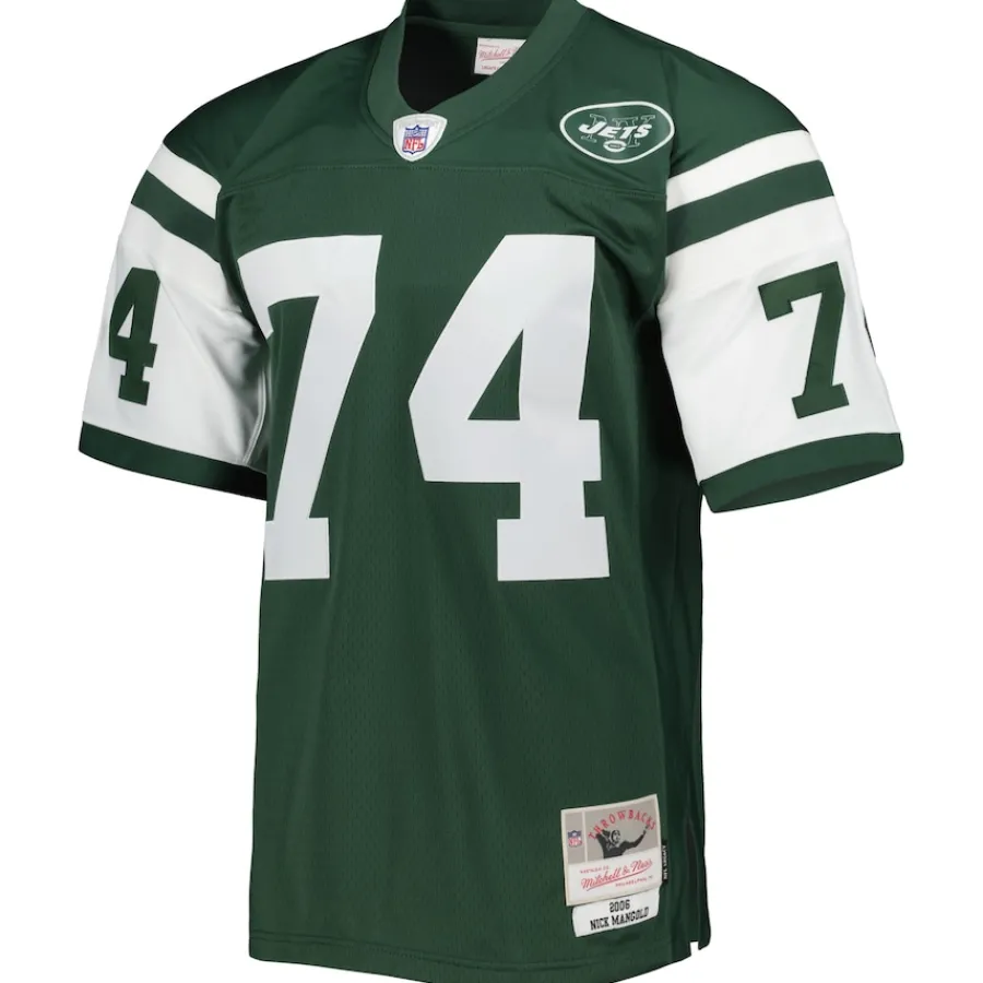 New York Jets Replica | Throwback^Men's Mitchell & Ness Nick Mangold Green Legacy Replica Jersey