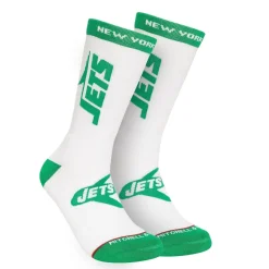 New York Jets Shoes & Socks^Men's Mitchell & Ness White Throwback Kick Off Crew Socks