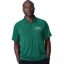 New York Jets Polos^Men's MSX By Michael Strahan Green Baseline Raglan Polo