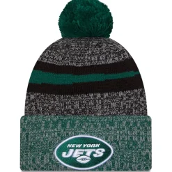 New York Jets Knit^Men's New Era Black/Green 2023 Sideline Sport Cuffed Pom Knit Hat