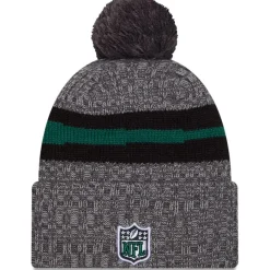New York Jets Knit^Men's New Era Gray 2023 Sideline Sport Cuffed Pom Knit Hat