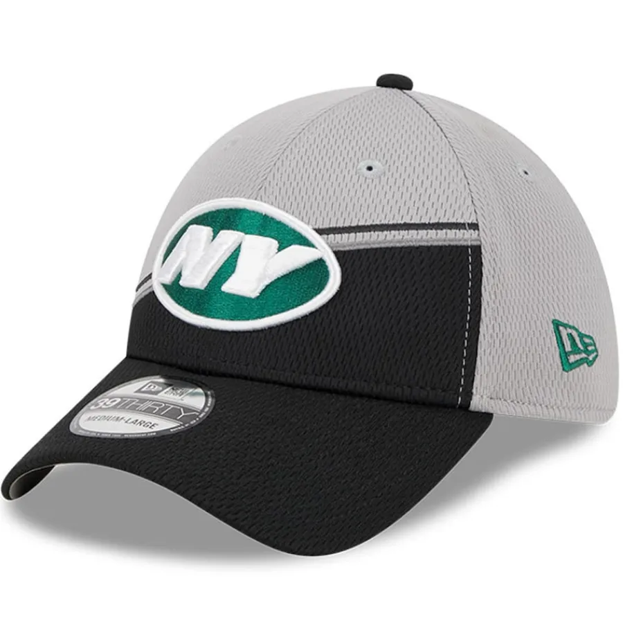 New York Jets Flex^Men's New Era Gray/Black 2023 Sideline 39THIRTY Flex Hat