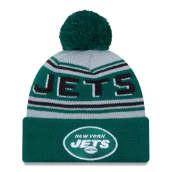 New York Jets Knit^Men's New Era Green Main Cuffed Knit Hat With Pom