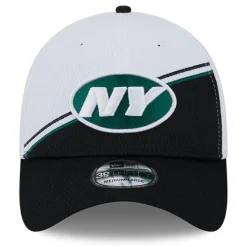 New York Jets Flex^Men's New Era White/Black 2023 Sideline 39THIRTY Flex Hat