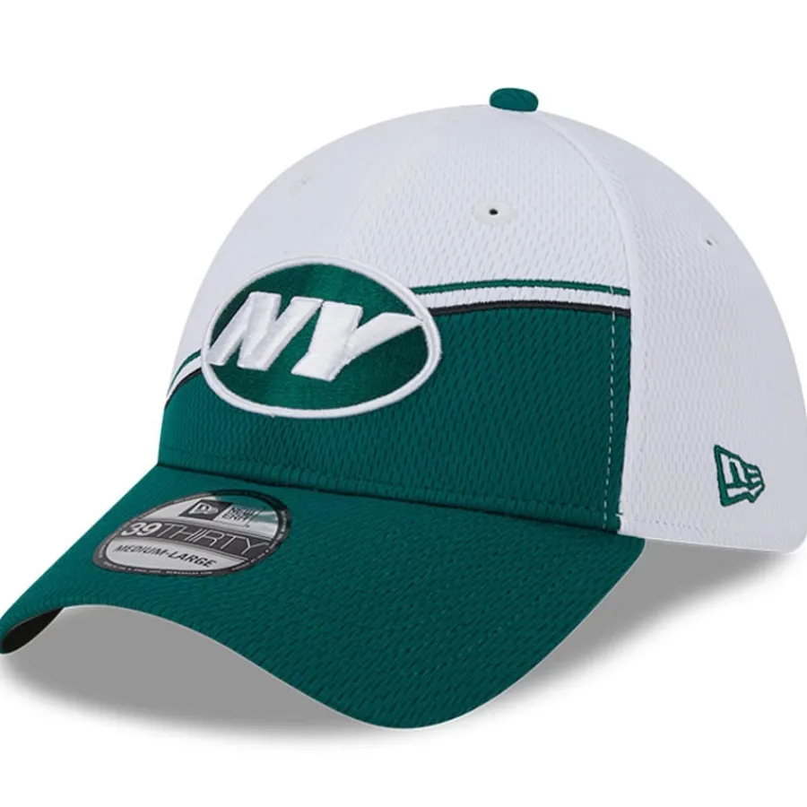 New York Jets Flex^Men's New Era White/Green 2023 Sideline 39THIRTY Flex Hat