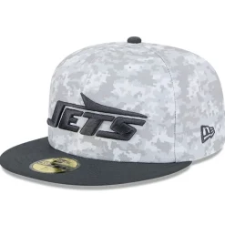 New York Jets Fitted^Men's New Era Arctic Camo/Graphite 2024 Salute To Service 59FIFTY Fitted Hat