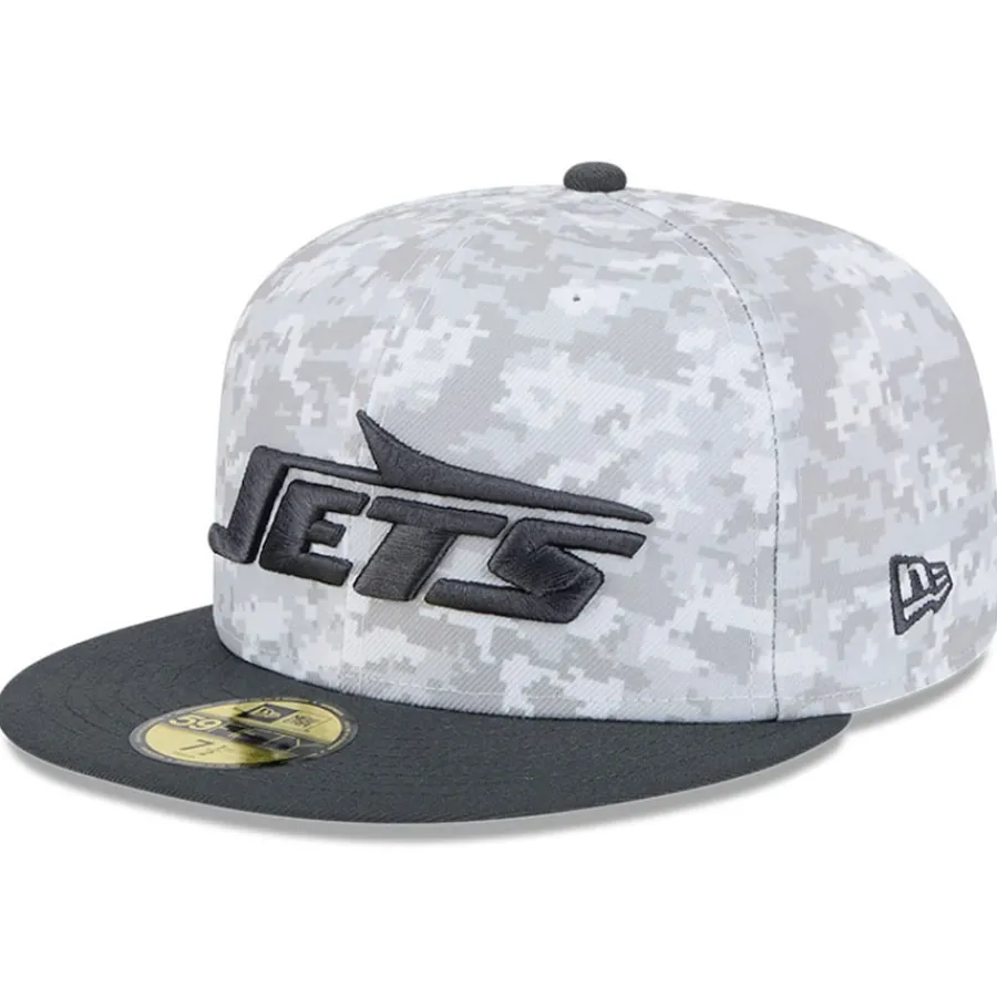 New York Jets Fitted^Men's New Era Arctic Camo/Graphite 2024 Salute To Service 59FIFTY Fitted Hat