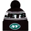 New York Jets Knit^Men's New Era Black 2024 Sideline Cuffed Knit Hat With Pom