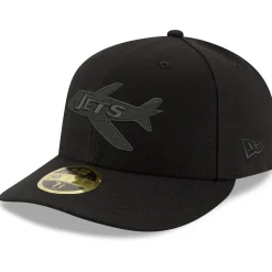 New York Jets Fitted^Men's New Era Black Alternate Logo Black On Black Low Profile 59FIFTY II Fitted Hat