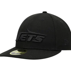 New York Jets Fitted^Men's New Era Black Wordmark Black On Black Low Profile 59FIFTY II Fitted Hat