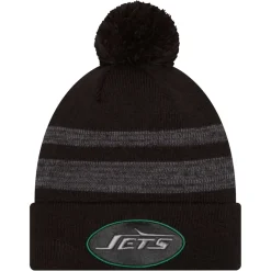 New York Jets Hats | Men^Men's New Era Black Dispatch Cuffed Knit Hat With Pom